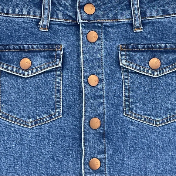 MADEWELL STRETCH DENIM STRAIGHT MINI SKIRT PIECED EDITION 25 BLUE - Picture 5 of 7